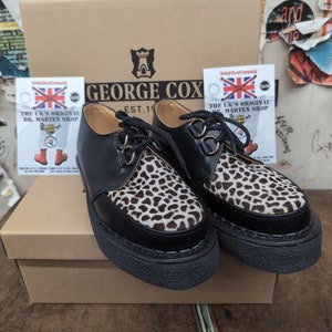 Robot George Cox Made in England Creepers Black Leopard Size 6