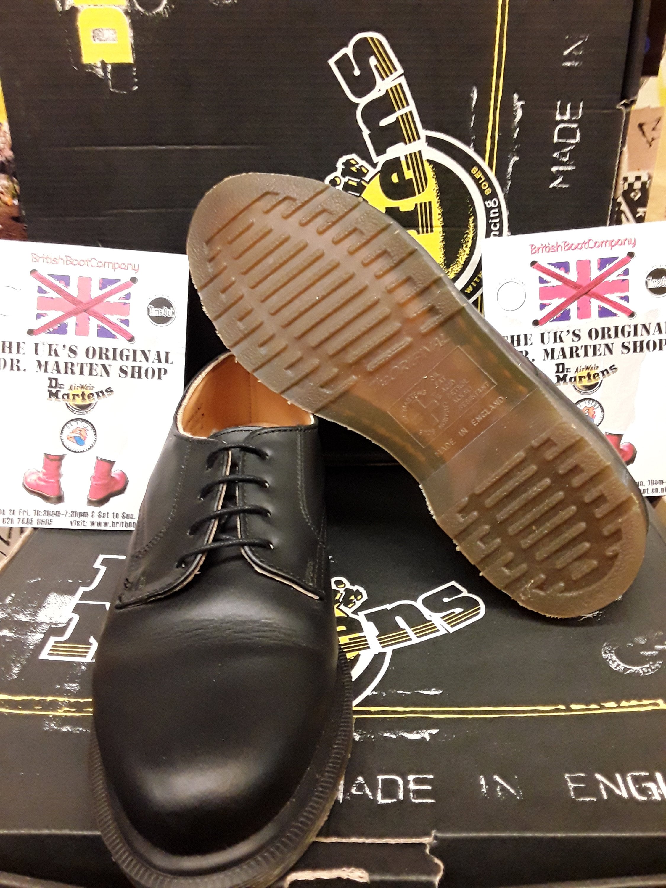 Dr Martens, Made in England, 3514 BLACK Plain Shoe, Size 5 Dr Martens, Made in England, 3514 BLACK Plain Shoe, Size 5
