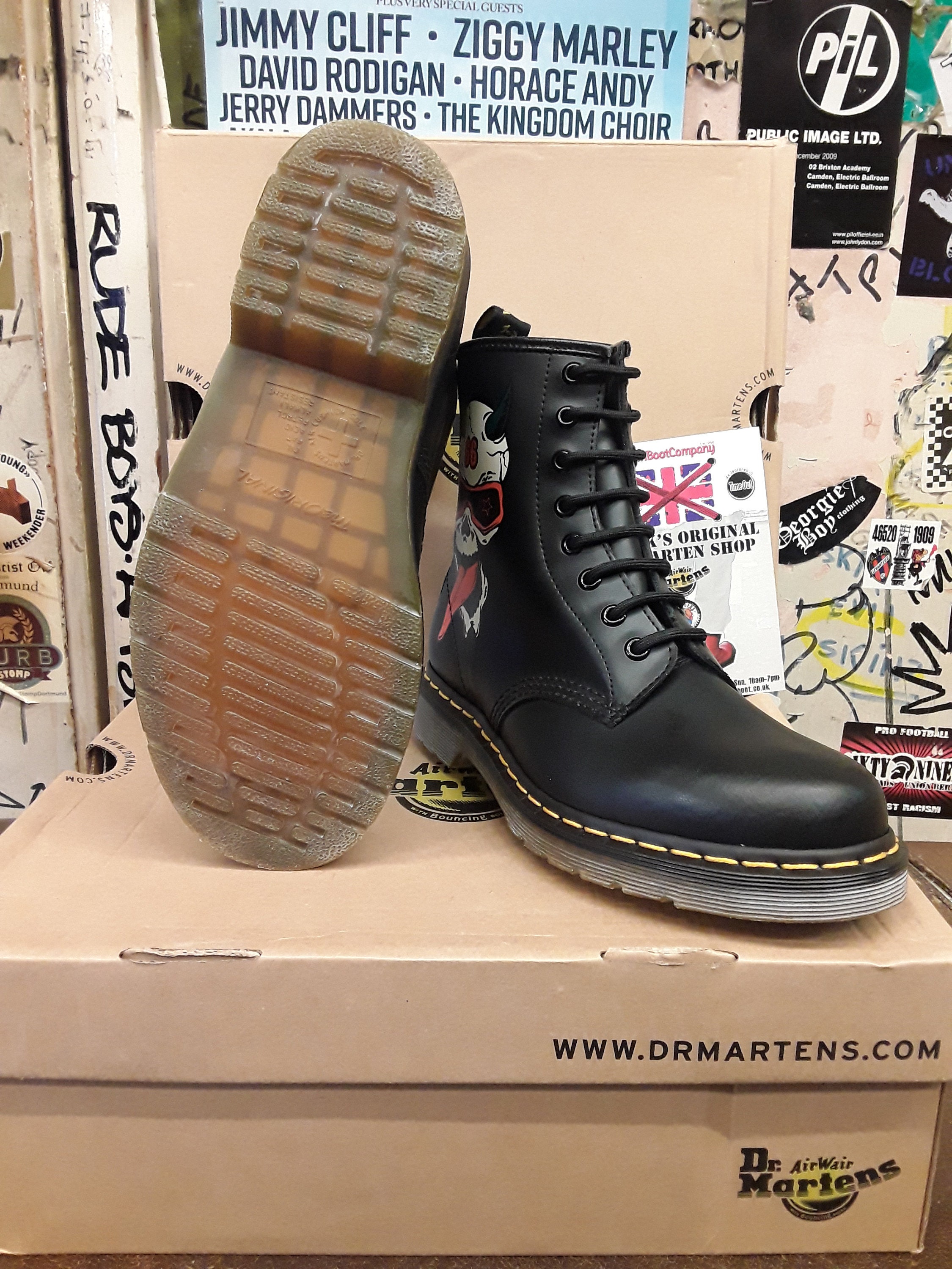 【美品】Dr.Martens 1460 SKULL ブーツ 27.5~28cm Dr Martens 1460 Crazy Skull Boots, Size UK5-6, Black Ankle Boots