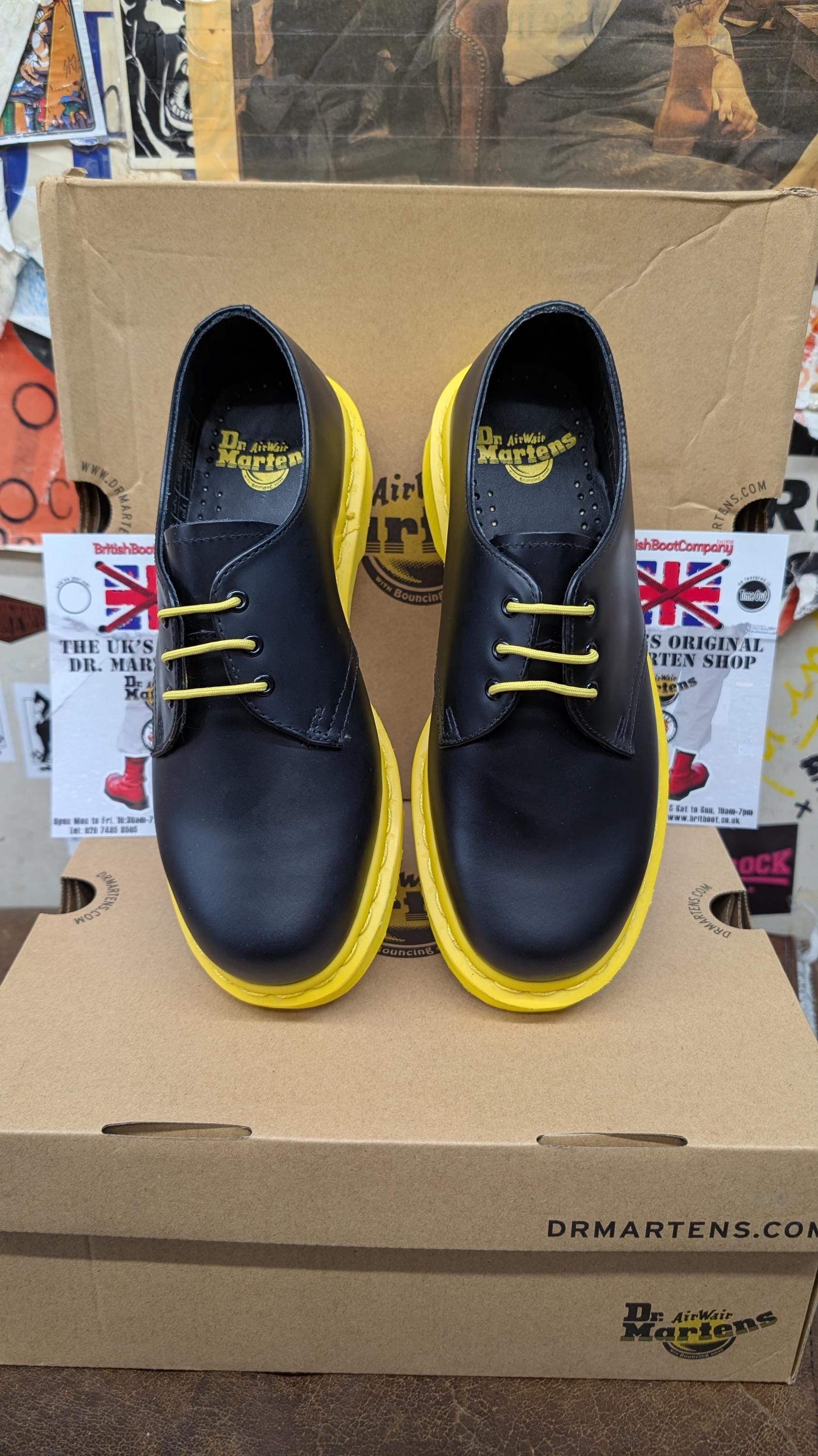 Dr. Martens Black Oxfords with Yellow Accents DR. MARTENS ROUND SHOE LACES BROWN + YELLOW 65cm – That Shoe  main image 2