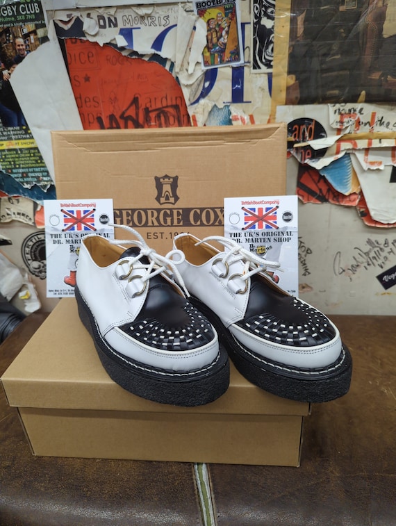 Robot George Cox White and Black Leather Creepers Size 5 - Etsy Israel