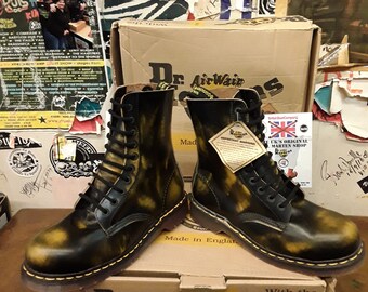 Dr Martens 1919 Yellow Rub off 10 Hole Made in England Size