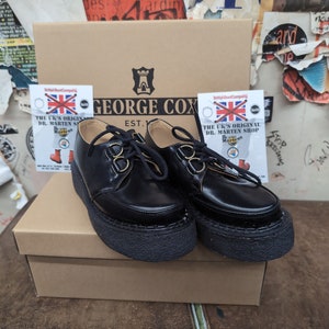 Robot George Cox Creepers Made in England 8961 Black Leather Size 4