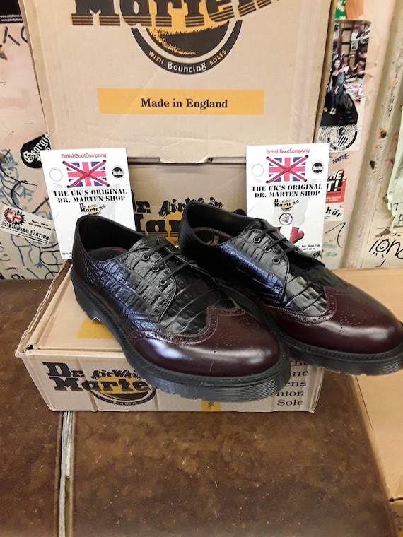 Dr Martens 3989 Made in England Black Croc and Burgundy Sizes 6