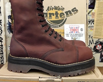 Dr Martens Made in England Wild Cherry 10 Eye Steel Toe Boot size 8 UK