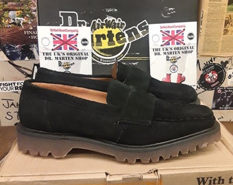 Dr Martens Black Suede Loafers,  Vintage,  Size 8 Made in England,  Very rare