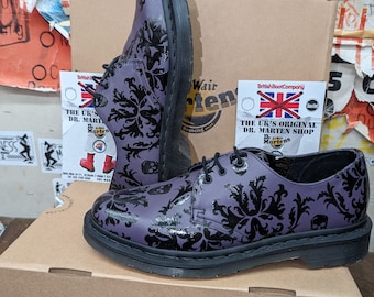 Dr Martens 1461 Purple and Black Skull Sizes