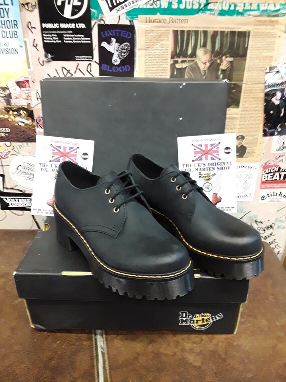 Dr Martens Shriver Platform Schoen Maat UK3 Zwart Gewaxt - Etsy België