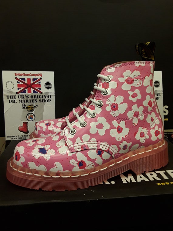 Dr Martens Pink and Red Pansy Fayre 6 hole boots … - image 3