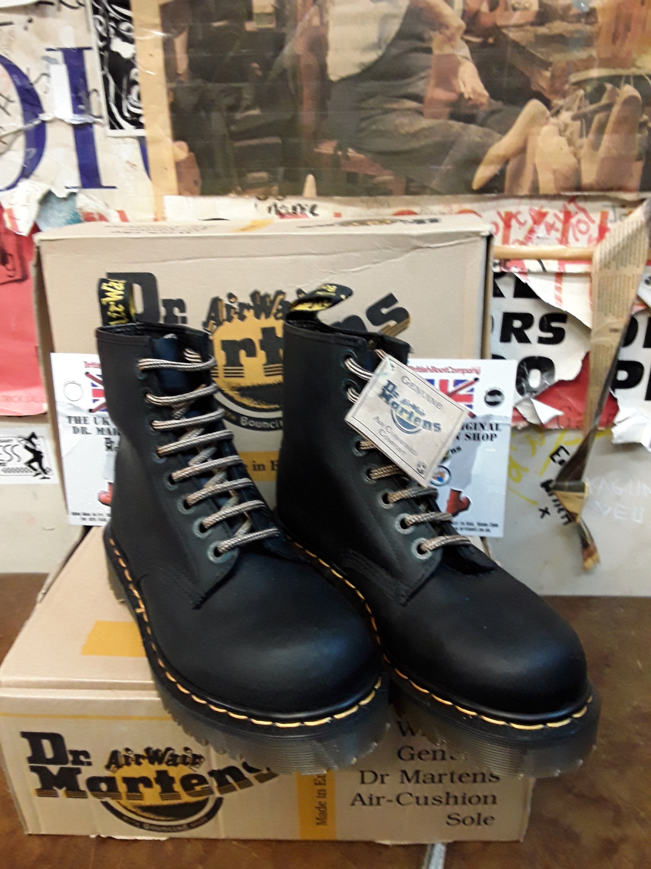 Dr Martens 8338z Bex Black Waxy 8 Hole Made in England Size Dr Martens 8338z Bex Black Waxy 8 Hole Made in England Size