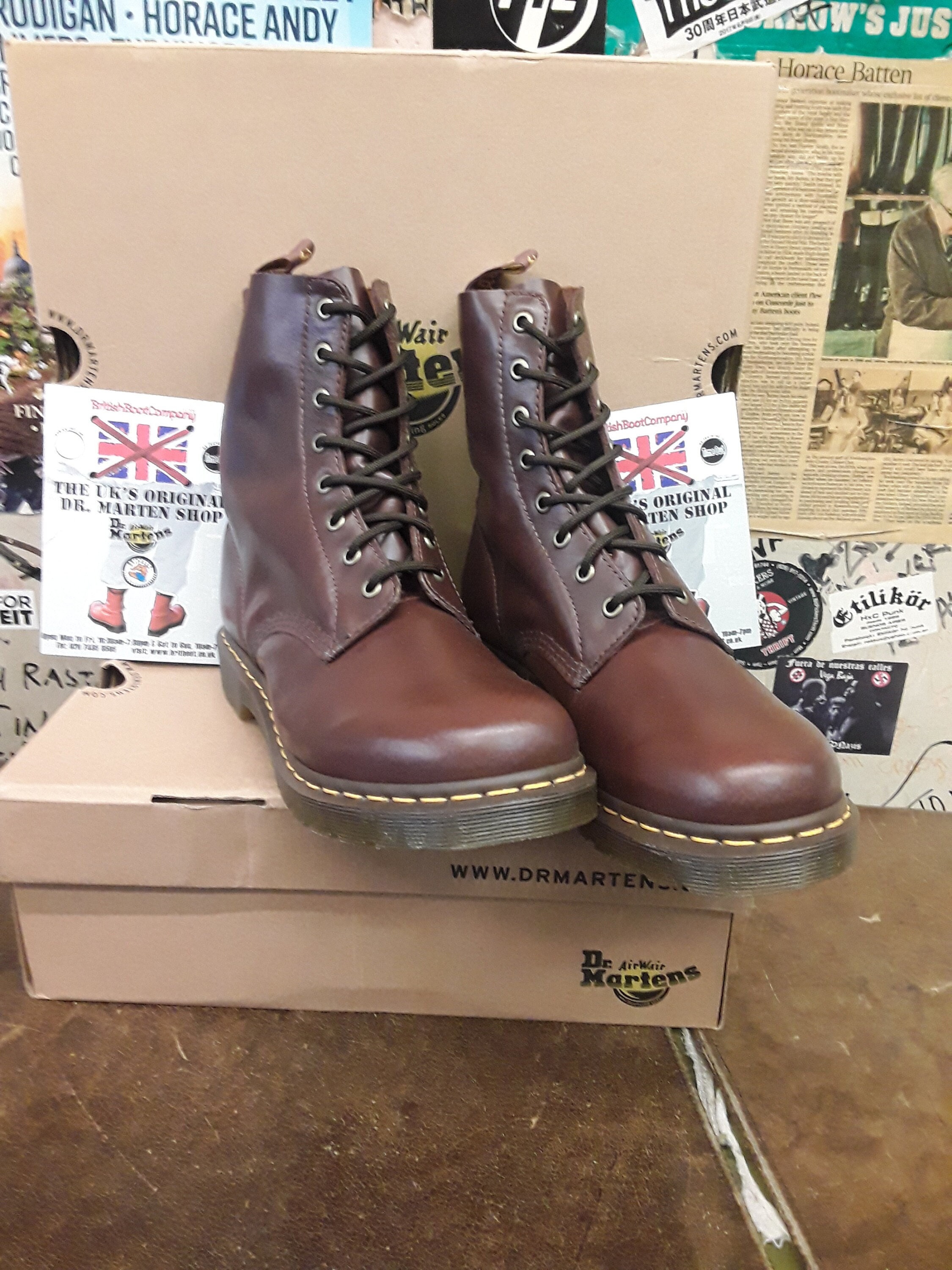 Reparatie mogelijk grind thuis Dr Martens Brown Buttero Leather Pascal Boots 8 Hole Ankle - Etsy