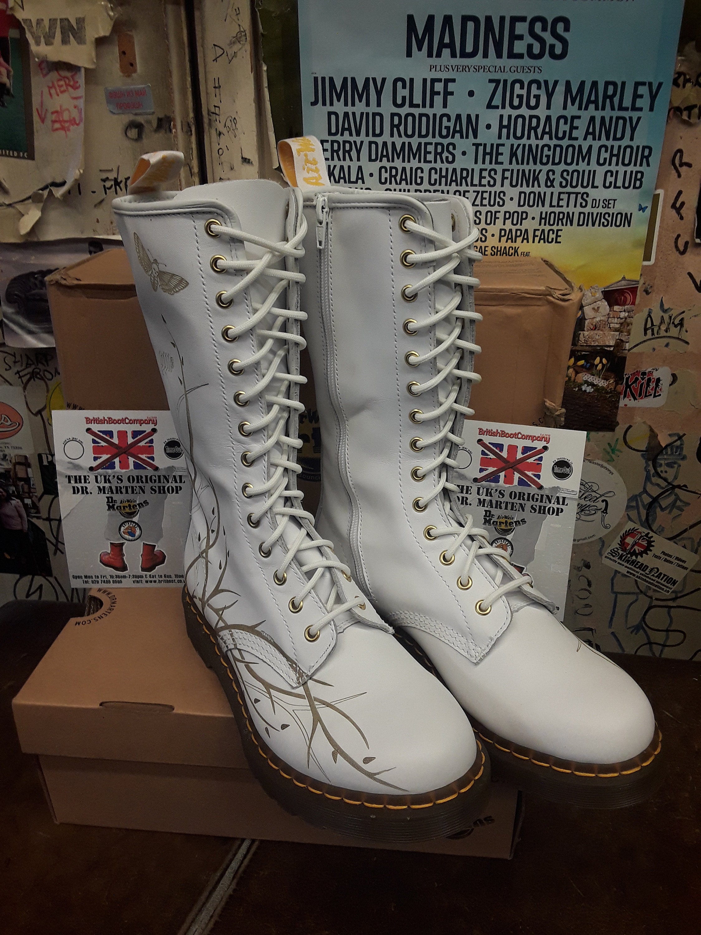 Dr Martens 1C59 White 14 Hole Zip Boot Size 8 | Etsy Singapore