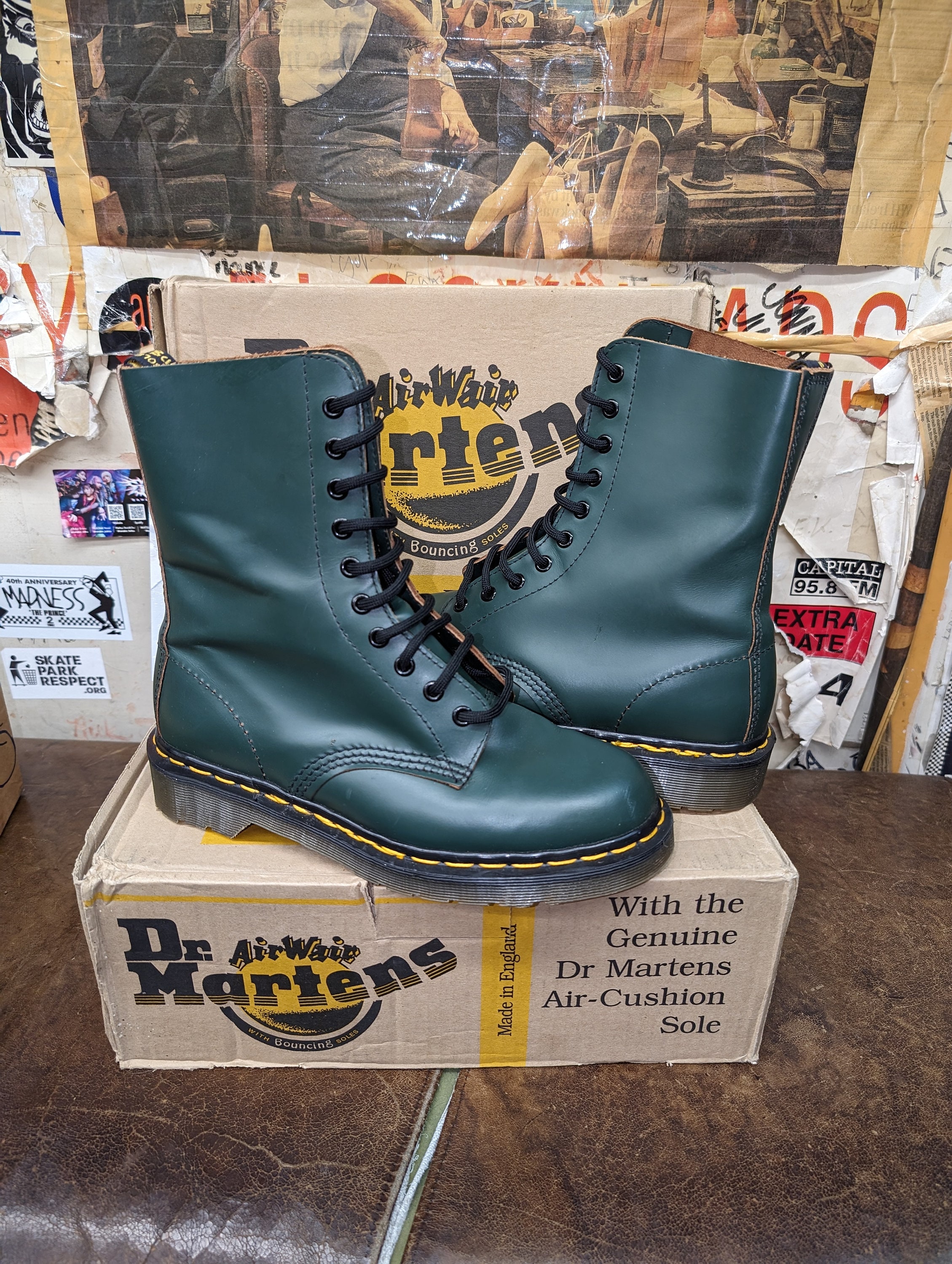 Dr Martens 1490 Green Made in England 10 Hole Various Sizes - Etsy