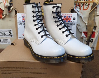 Dr Martens 1460 White Patent 8 Hole Sizes 7 and 8