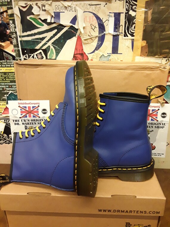 Dr Martens 1460 Wild Blue Softy 8 Hole Ankle Boots Womens