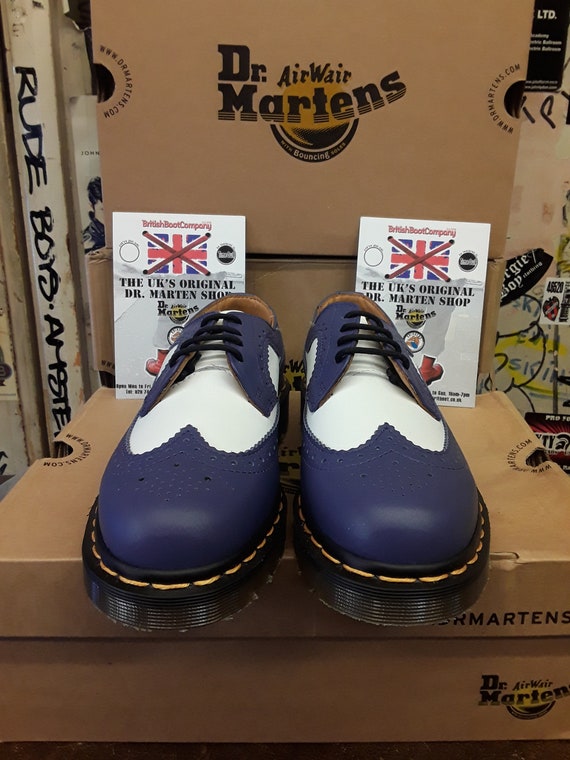 Dr Martens Made in England Blue and White Two Ton… - image 2