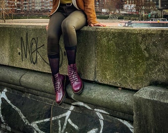 Dr Martens 1460, Ankle Boots, Rose Metallic Boots, Satin Silk