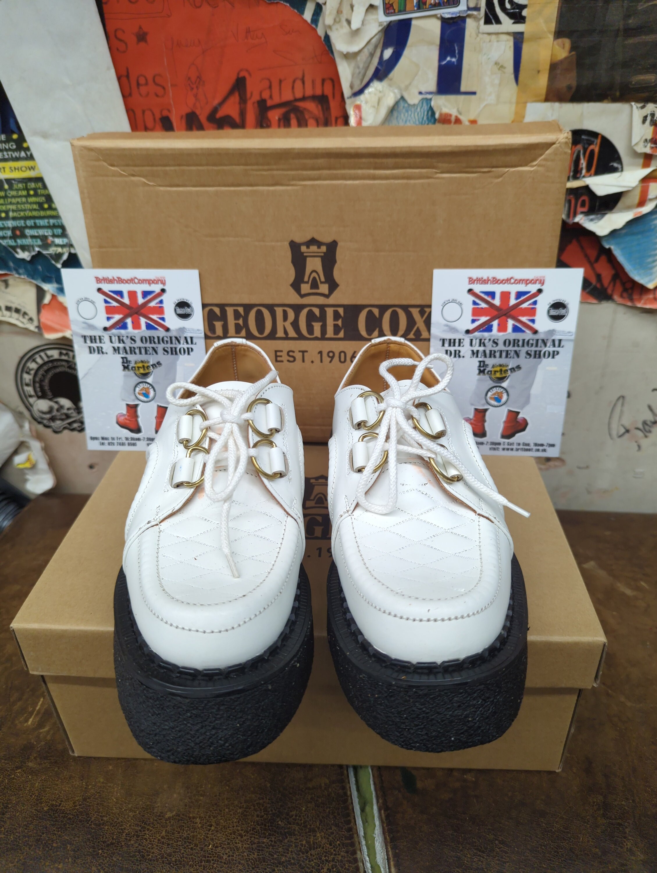 靴 e Cox Creeper Boots White UK8 Robot George Cox Creepers White Dace Size 5.5 - Etsy