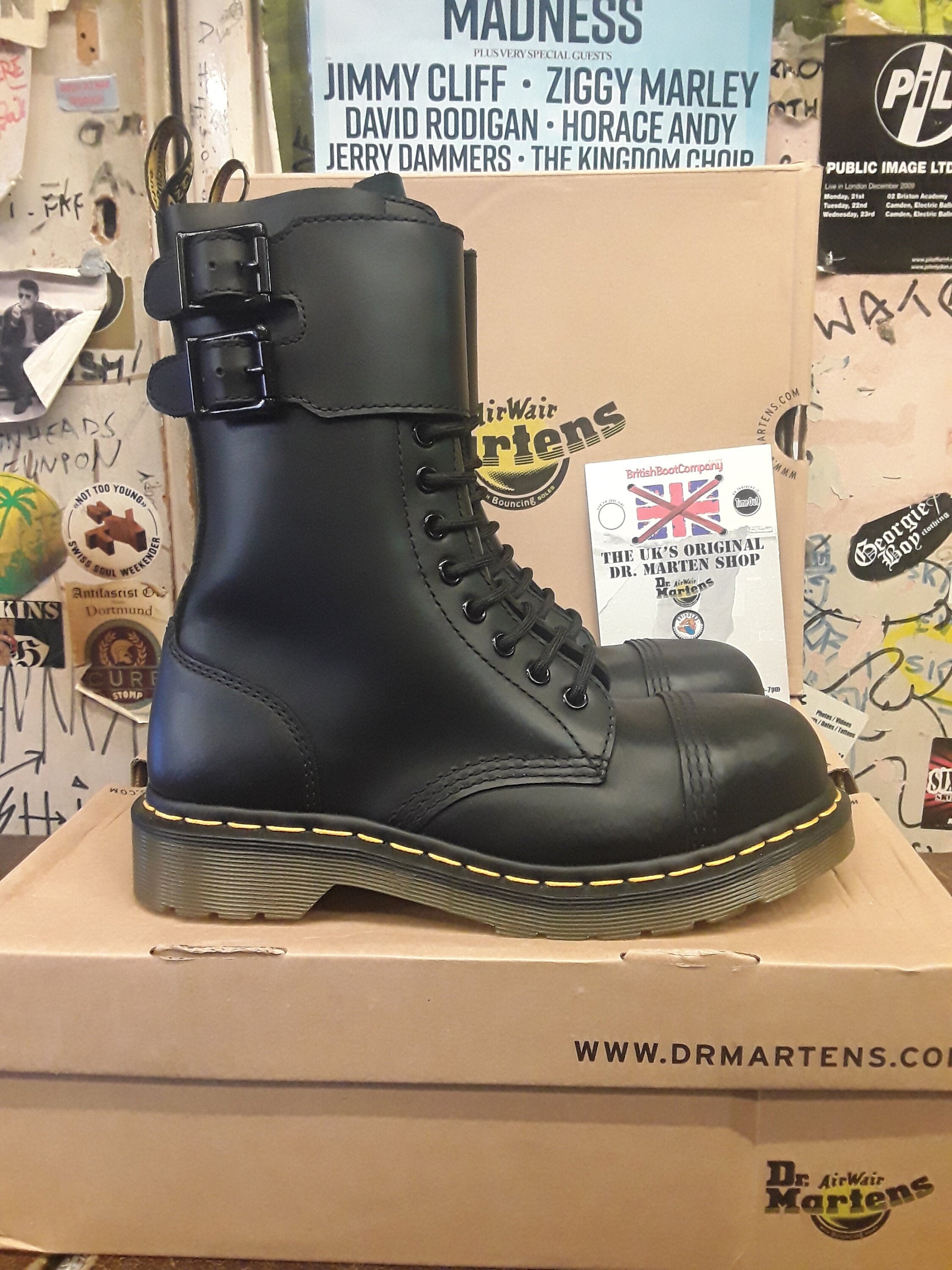 Dr Martens Black 12 Hole Boots With Twin Straps Size 5 UK - Etsy UK