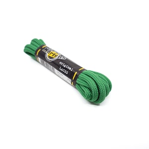 May include: Green shoelaces for Dr. Martens boots. The laces are rolled up and tied with a black tag that says "Dr. Martens original laces".