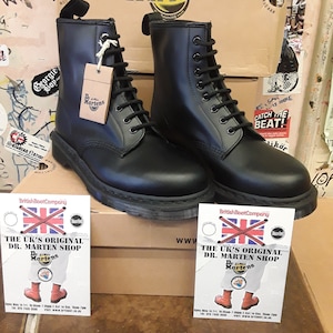 Dr Martens 1460 Black Mono, Size UK 3&13, 8 Hole Boots, Black Smooth Leather, Black Sole