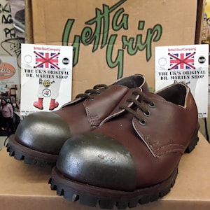 Dr Martens Getta Grip,Brown Waxy steel toe shoe size 6 Made in England