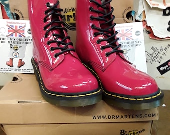 Dr Martens, size UK4-7, Clemency Red Patent Heeled 8 Hole