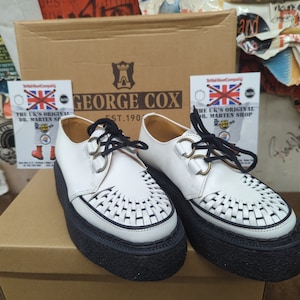 Robot George Cox White Leather Creepers Size 2.5