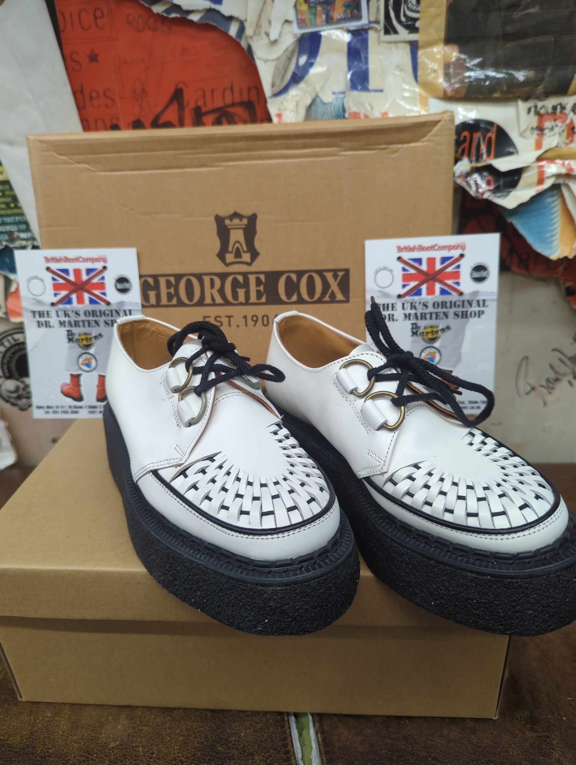 Robot George Cox White Leather Creepers Size 2.5   Etsy
