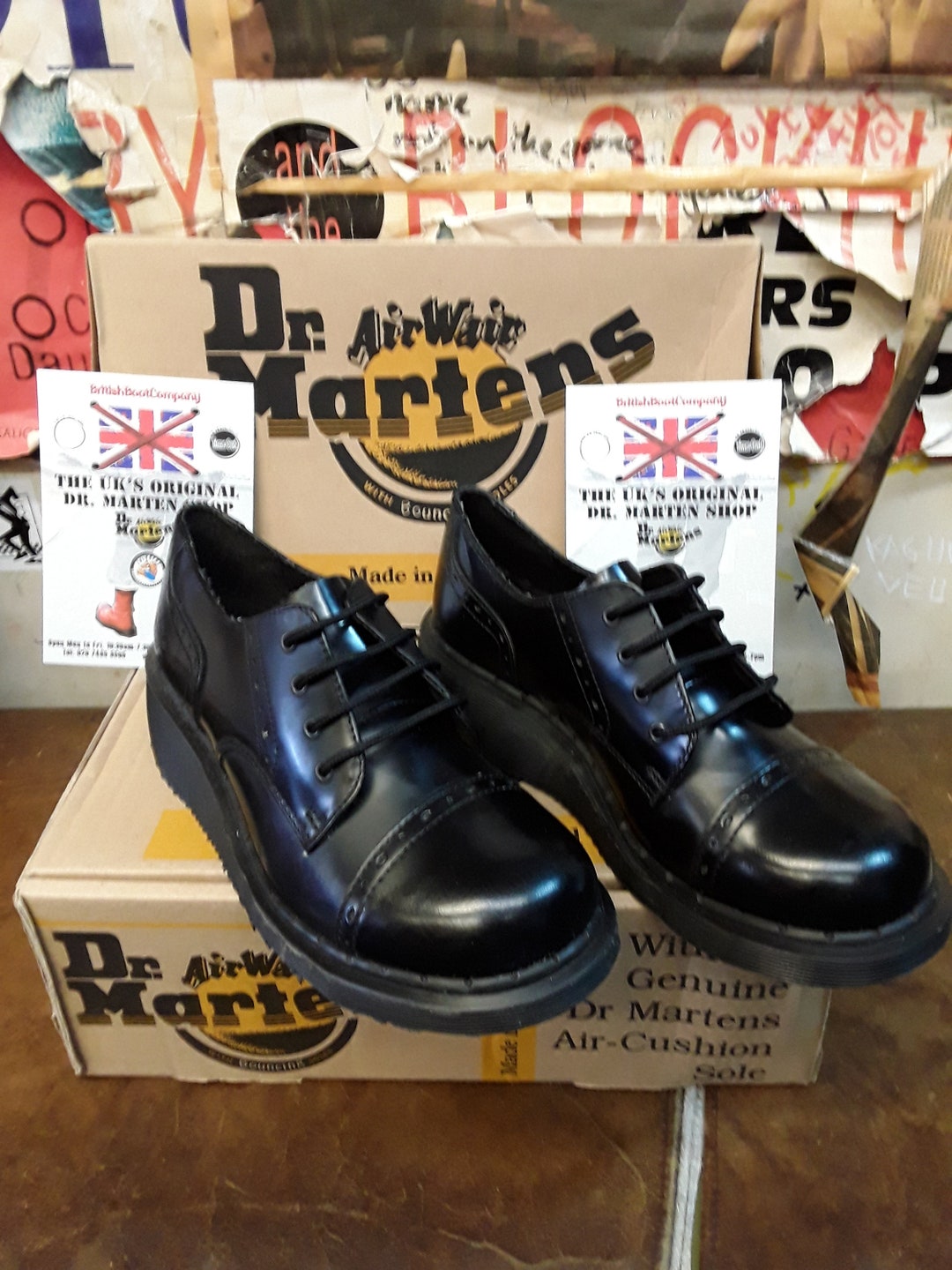 Dr Martens Vintage 90's, Black Hi Shine 4 Hole Platform Dr Martens Vintage 90's, Black Hi Shine 4 Hole Platform