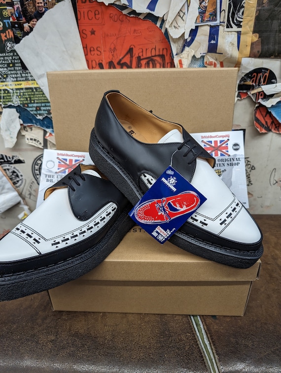 George Cox 5289v Black and White Creepers Made in England Size 10