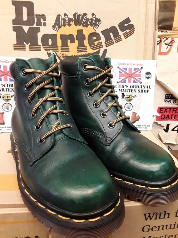 Dr Martens Green Waxy 6 Hole Padded Top Vintage Size 3 Made - Etsy