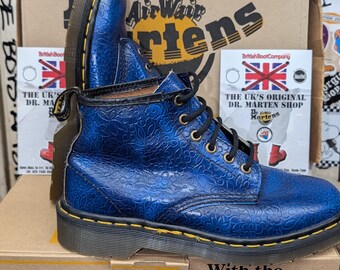Dr Martens 101 Blue Embossed Floral Made in England Size 5 - Etsy