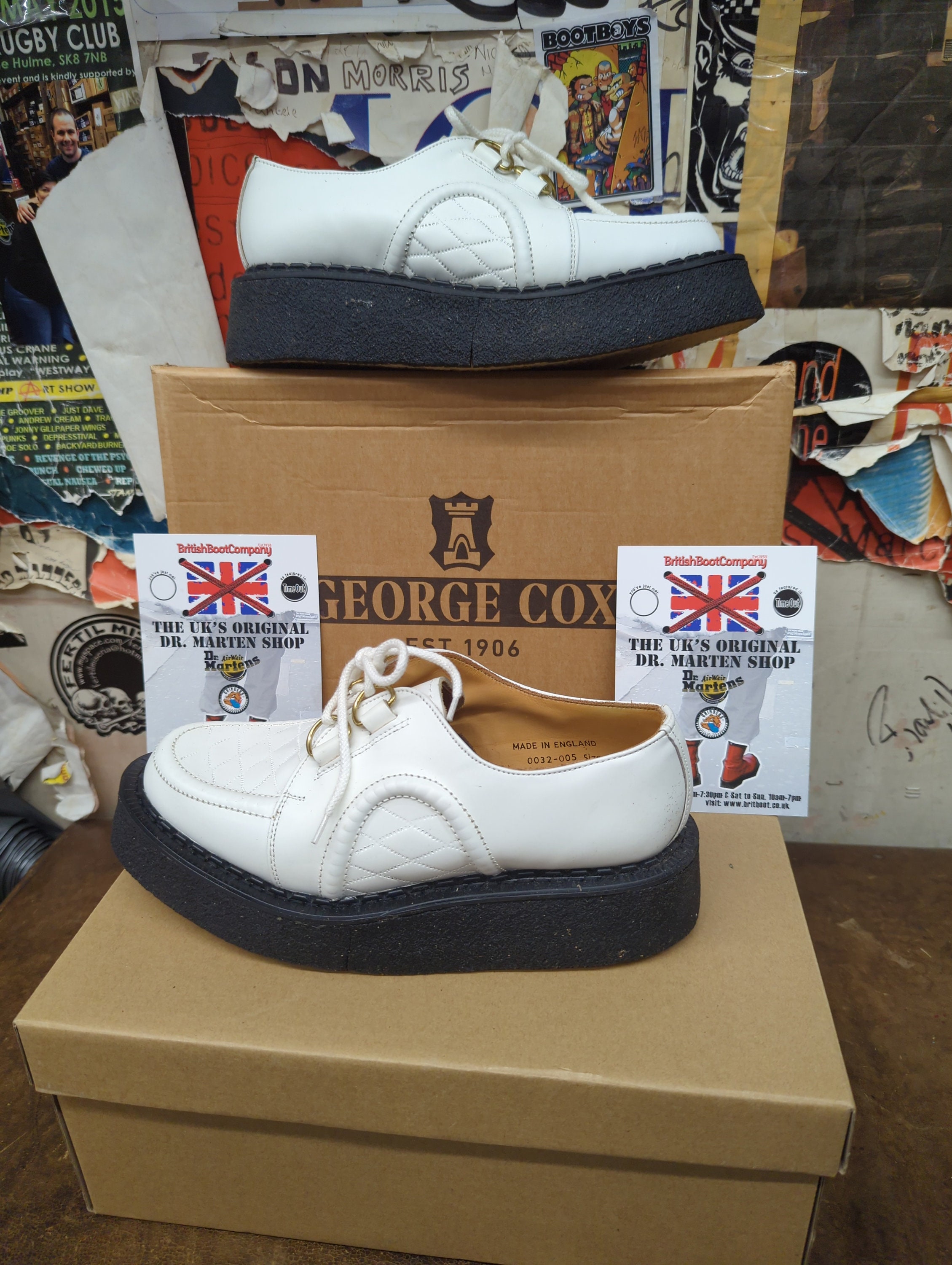 靴 e Cox Creeper Boots White UK8 Robot George Cox Creepers White Dace Size 5.5 - Etsy