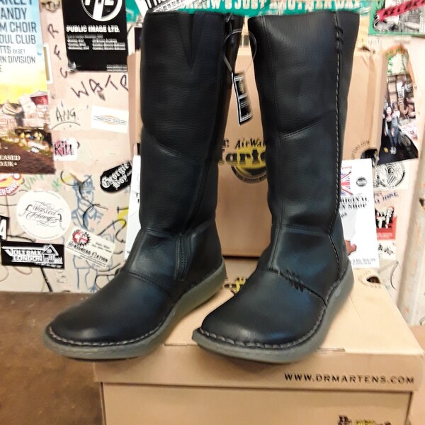 Dr Martens Authentic, Size UK4, Wedge Boot, Black Grizzly, Womens Leather Boots / 3a63