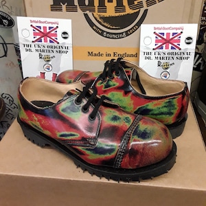 Dr Martens Getta Grip,Rainbow steel toe shoe size 4. Made in England