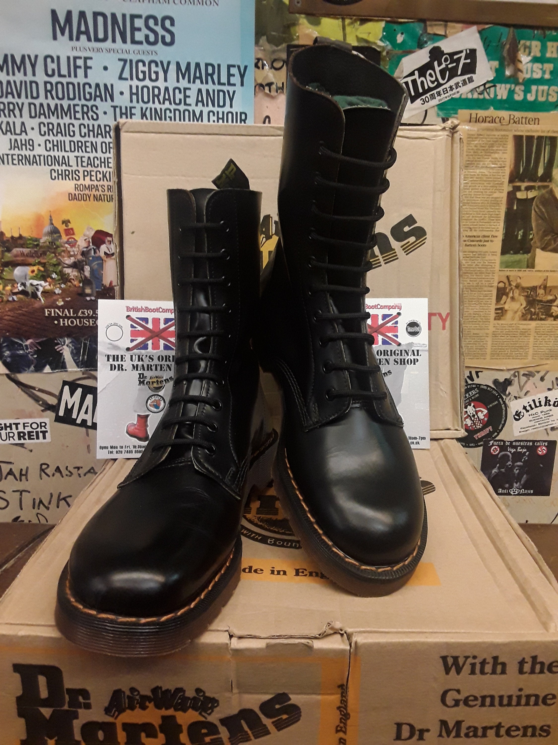 Dr Martens Made in England 10 Hole Black Hawkins Boots Size 8 | Etsy