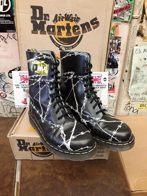 Dr Martens 1490 Made in England Black Barbed Wire… - image 1