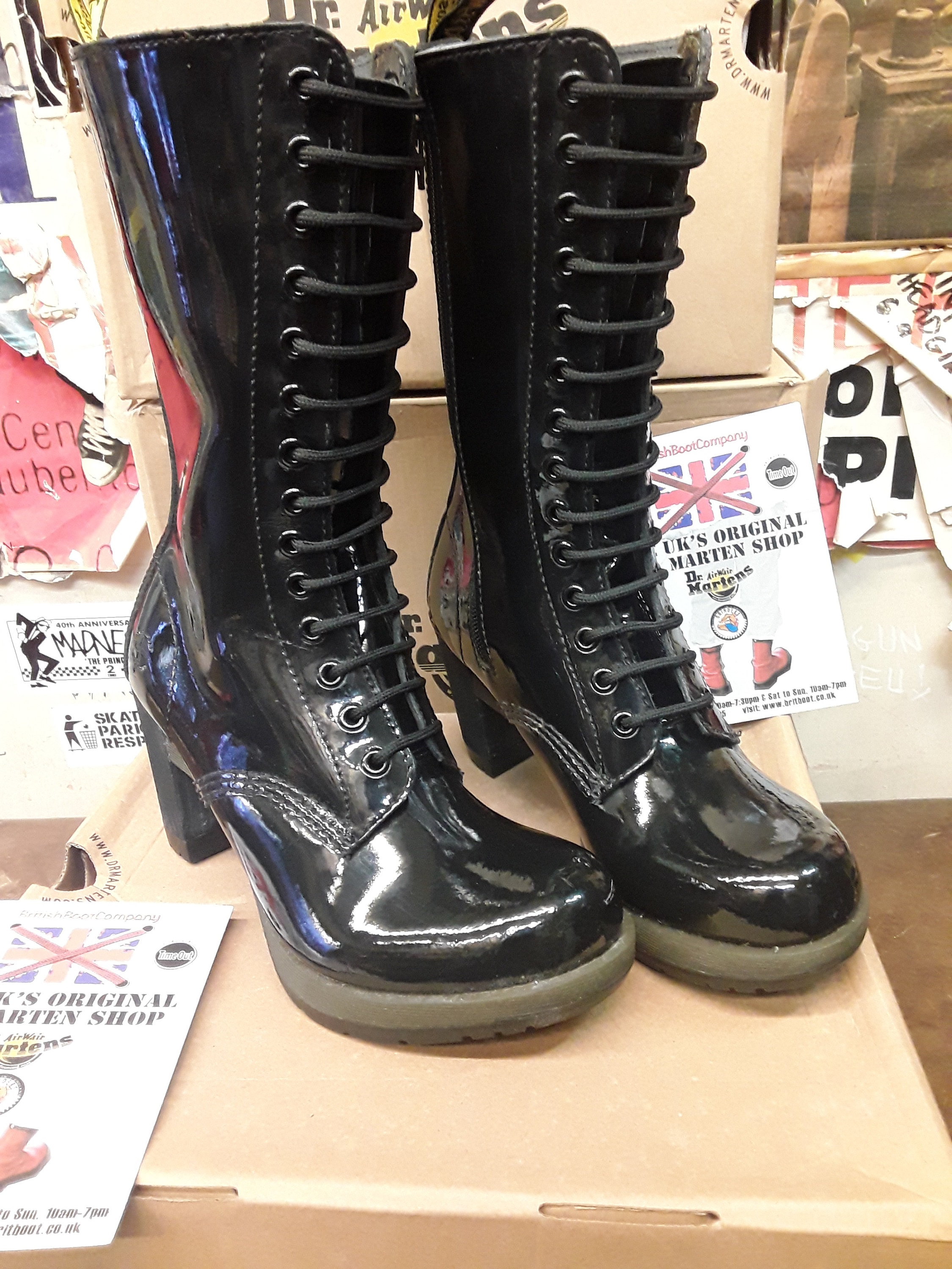 Dr Martens Dee 14 Hole Black Patent Size 5 Etsy