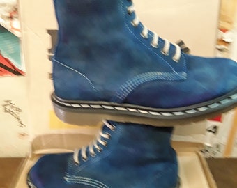 Dr Martens 9350 ブルー ヴィンテージ、ワキシー スエード 8 ホール