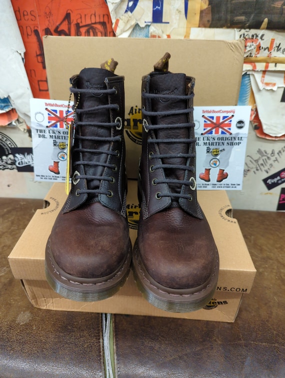 Dr. Martens Brown Leather and Black Rubber Hybrid Lace-Up Boots Amazon.com | Dr. Martens Unisex 101 6 Eye Leather Boot, Dark  main image 4