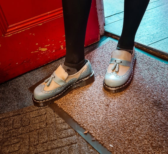 Dr Martens Made in England Vintage 90s, Womens Blue Beige Leather