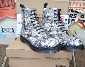 【美品】Dr.Martens パーティピープル Dr Martens Mark Wigan Party People Print 8 Hole Size 5 and