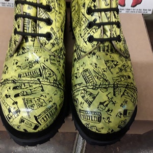 Dr Martens Getta Grip Yellow London Print 10 hoe boots made in England steel toe Boots Size 4 image 3