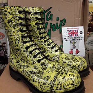 Dr Martens Getta Grip Yellow London Print 10 hoe boots made in England steel toe Boots Size 4 image 7