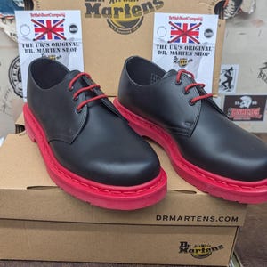 Dr Martens 1461 Black 3 Hole with Red Sole Various Sizes