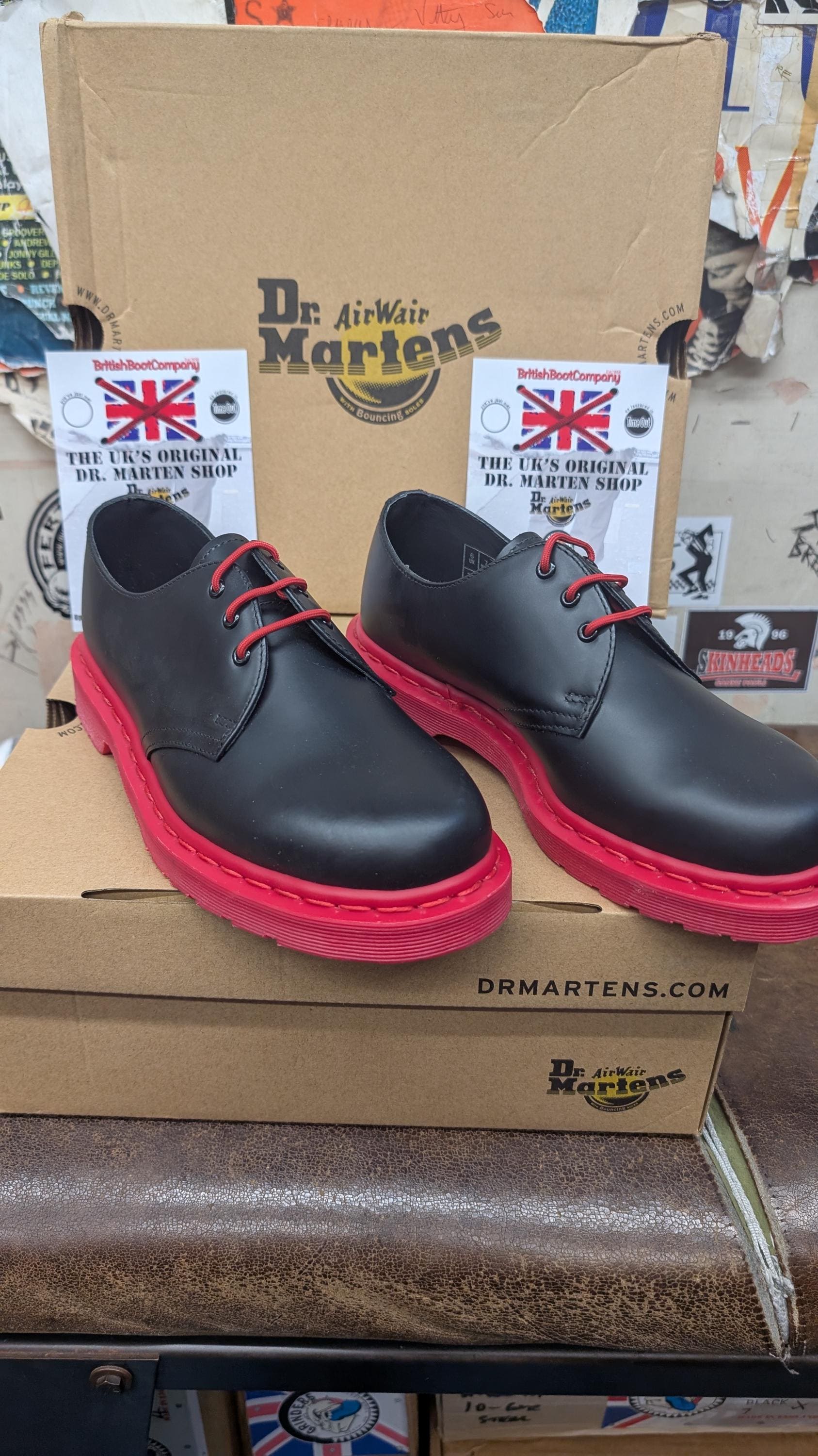 Dr Martens 1461 Black 3 Hole With Red Sole Various Sizes - Etsy