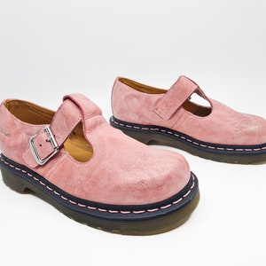Dr Martens Mary Janes,; Cerise Pink, Wipe Clean Leather, Womens Leather Shoes / 5027