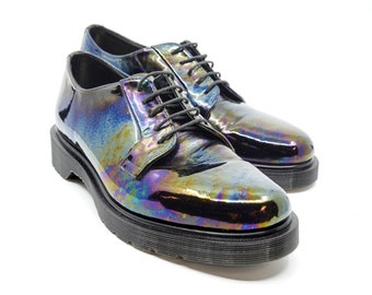 Dr Martens talla UK7 zapatos Oxford de cuero gasolina acabado raro