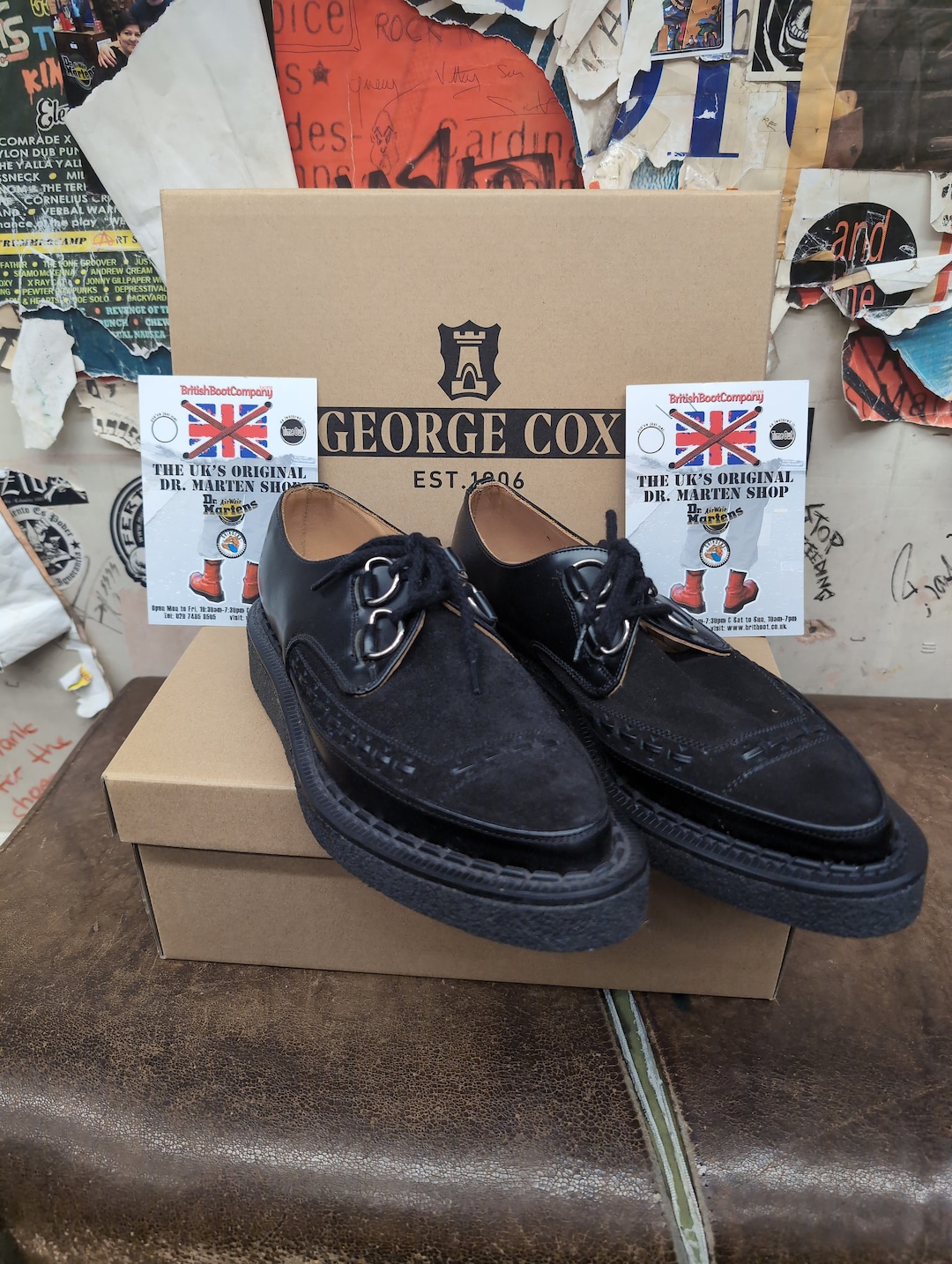 George Cox 4410 Creepers Black Leather and Suede Various